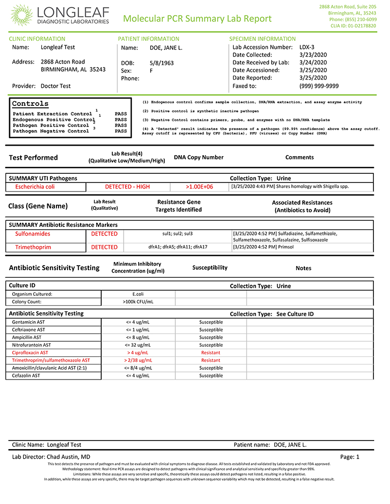 Sample Lab Reports Longleaf Diagnostic Laboratories